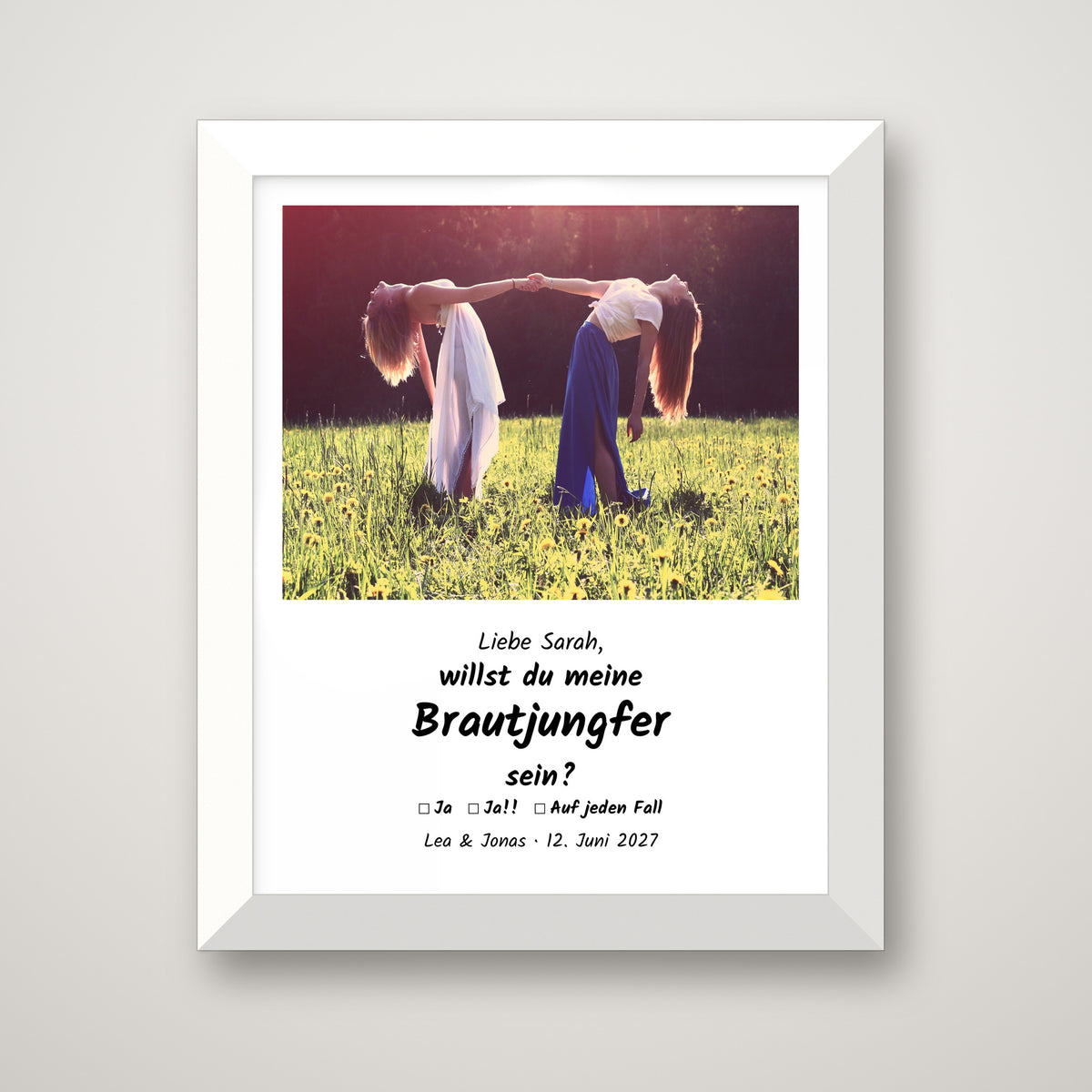 Willst du meine Trauzeugin sein? – Poster im Holzrahmen