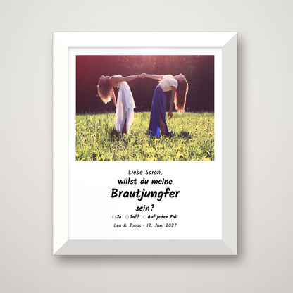 Willst du meine Trauzeugin sein? – Poster im Holzrahmen