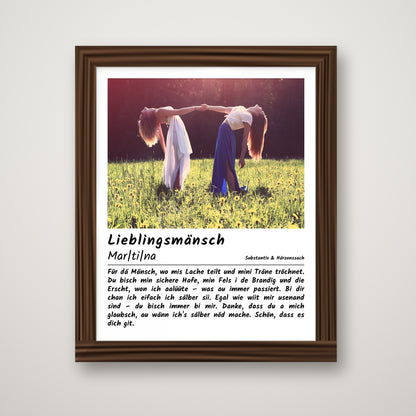 Lieblingsmänsch Poster im Holzrahmen
