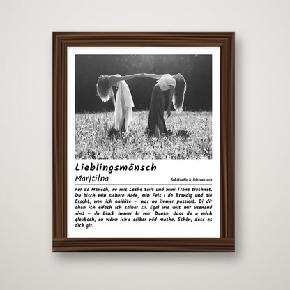 Lieblingsmänsch Poster im Holzrahmen