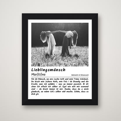 Lieblingsmänsch Poster im Holzrahmen