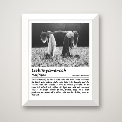 Lieblingsmänsch Poster im Holzrahmen