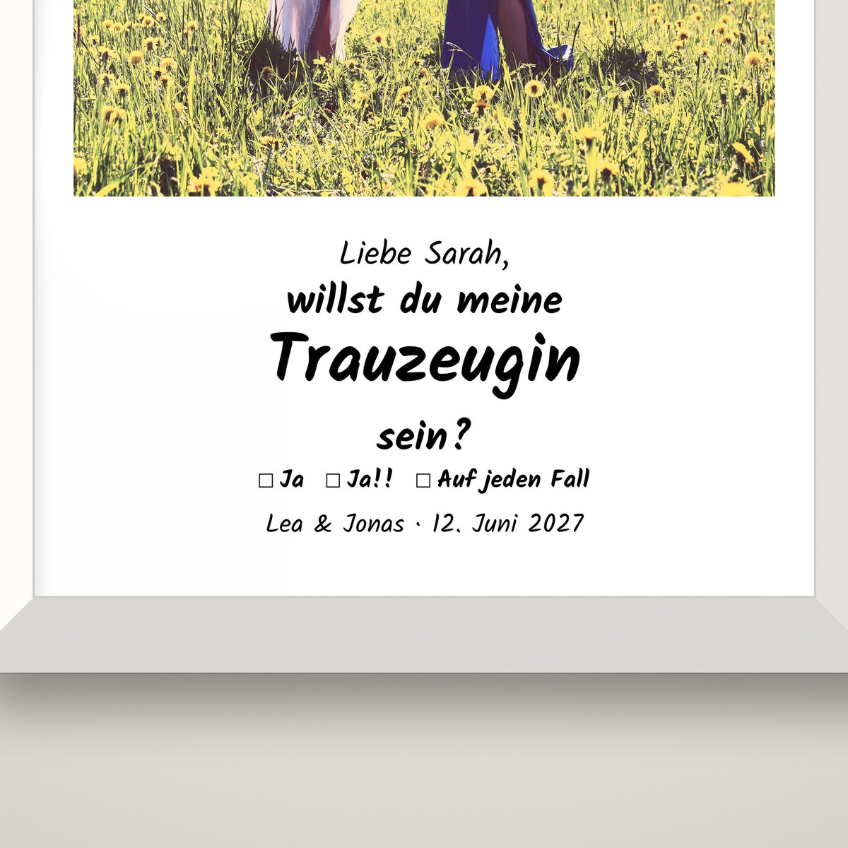 Willst du meine Trauzeugin sein? – Poster im Holzrahmen