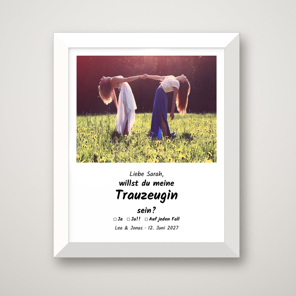 Willst du meine Trauzeugin sein? – Poster im Holzrahmen