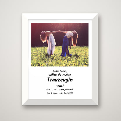 Willst du meine Trauzeugin sein? – Poster im Holzrahmen