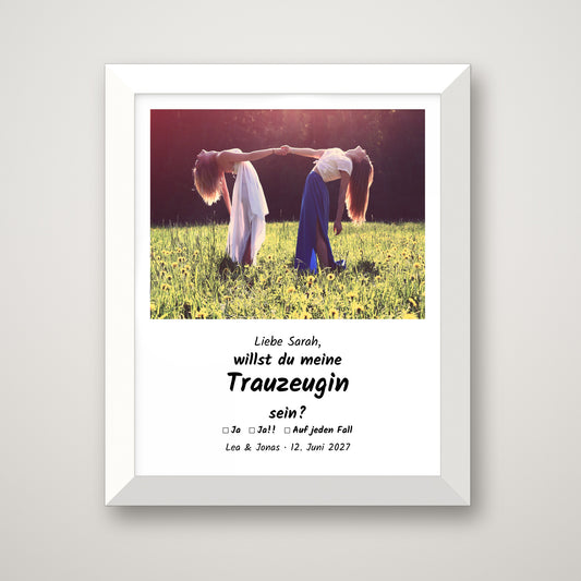 Willst du meine Trauzeugin sein? – Poster im Holzrahmen